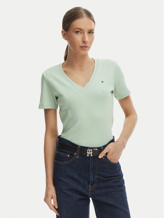Tommy Hilfiger Tommy Hilfiger Camiseta New Cody WW0WW40584 Verde Slim Fit