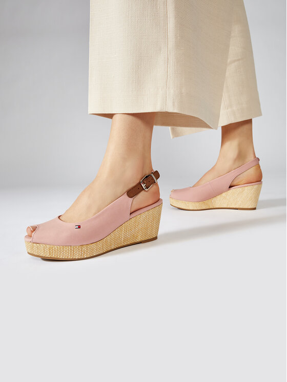 Tommy Hilfiger Espadrilky Tommy Hilfiger Iconic Elba Sling Back Wedge FW0FW04788 Ružová