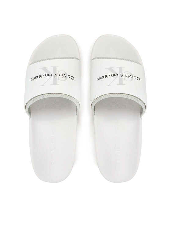 Calvin Klein Jeans Ciabatte Calvin Klein Jeans Slide Rubber Neoprene Monologo YM0YM00361 Bianco