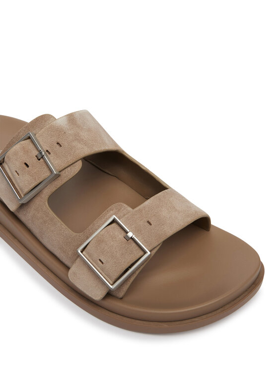 Calvin Klein Klapki Calvin Klein City Sandal Buckle Suede HW0HW03130 Beżowy