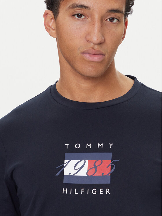 Tommy Hilfiger Tommy Hilfiger Camiseta Linear Flag MW0MW41338 Azul marino Regular Fit