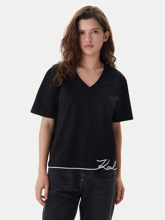 KARL LAGERFELD KARL LAGERFELD Camiseta B1W17031 Negro Relaxed Fit