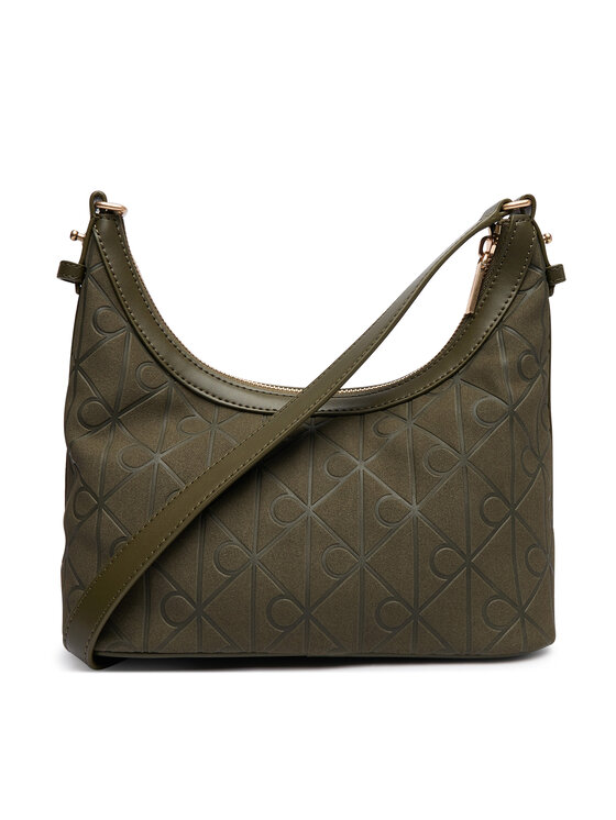 Calvin Klein Torebka Calvin Klein Emblem Aop Sueded Shoulder Bag LV04F3880G Zielony ciemny