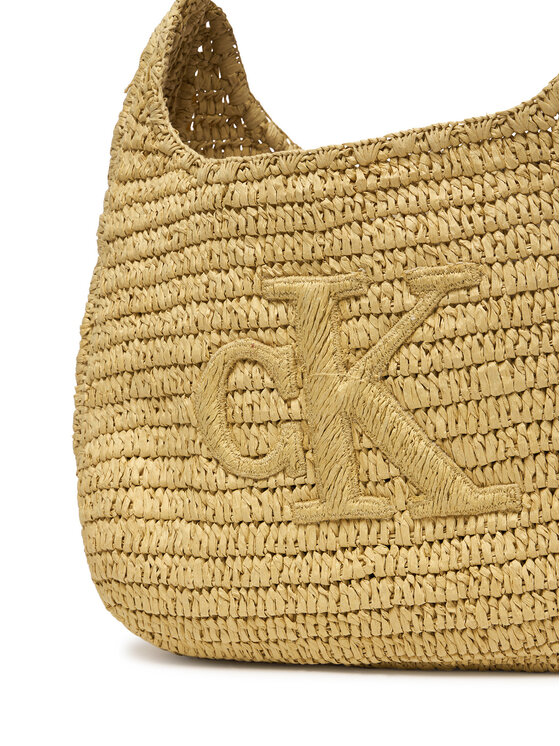 Calvin Klein Rankinė Calvin Klein Bold Ck Raffia Lg Shoulder Bag LV04F3448G Smėlio