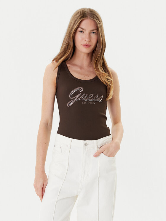 Guess Guess Top W5YP00 KCXJ2 Marrón Regular Fit