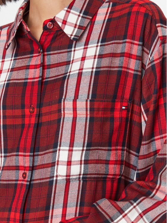 Tommy Hilfiger Tommy Hilfiger Nočna srajca UW0UW04874 Rdeča Relaxed Fit
