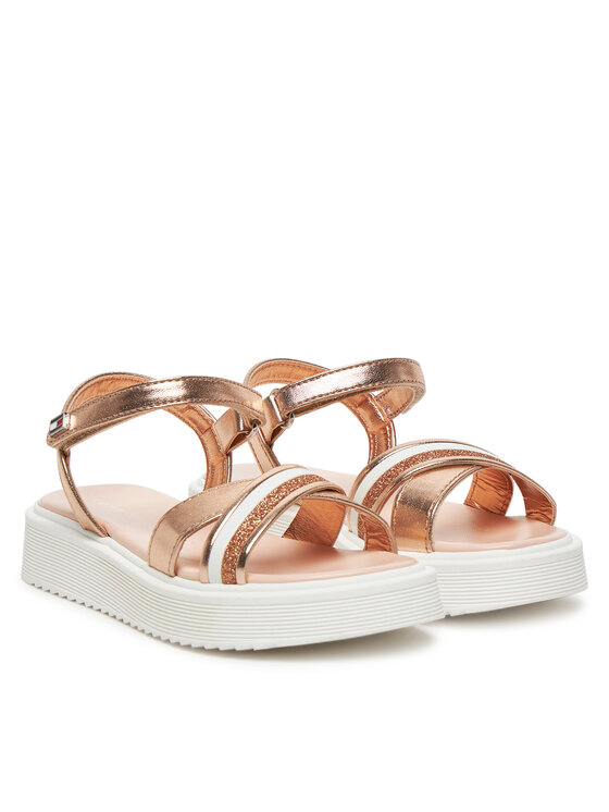 Tommy Hilfiger Sandały Tommy Hilfiger Sandal T4A2-33800-0569 M Różowe złoto