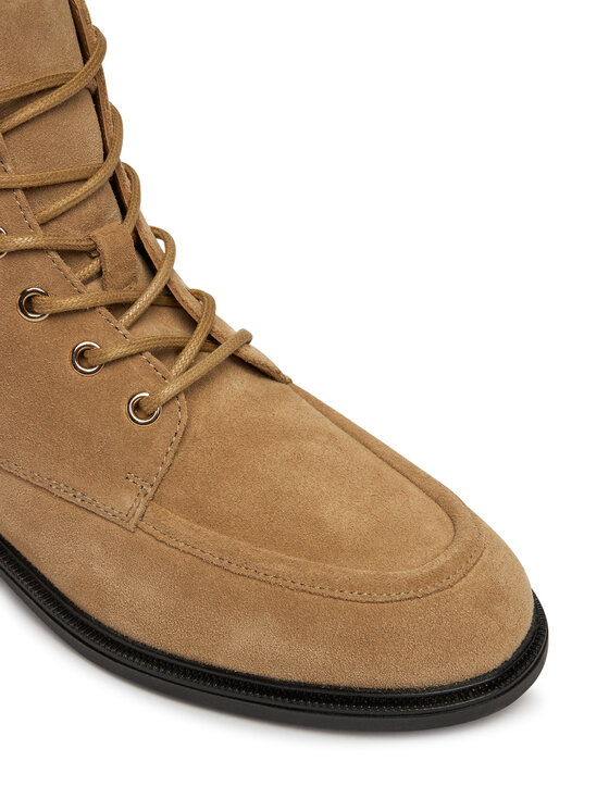 Tommy Hilfiger Trzewiki Tommy Hilfiger Enamel Flag Suede Lace-Up Boot FW0FW09681 Beżowy