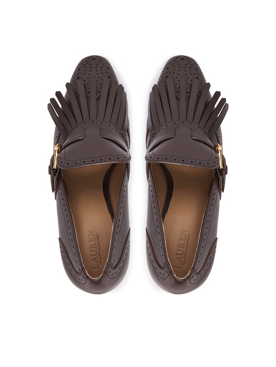 LAUREN RALPH LAUREN Półbuty LAUREN RALPH LAUREN Colleen Perforated Calfskin Kiltie Pump 802P02364004 Brązowy ciemny