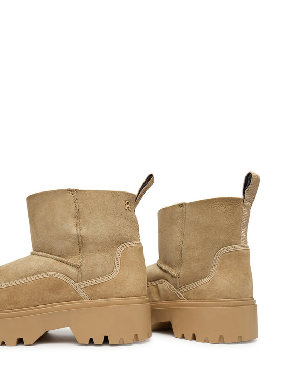 Tommy Hilfiger Škornji za sneg Tommy Hilfiger Real Shearling Pullon FW0FW08997 Bež