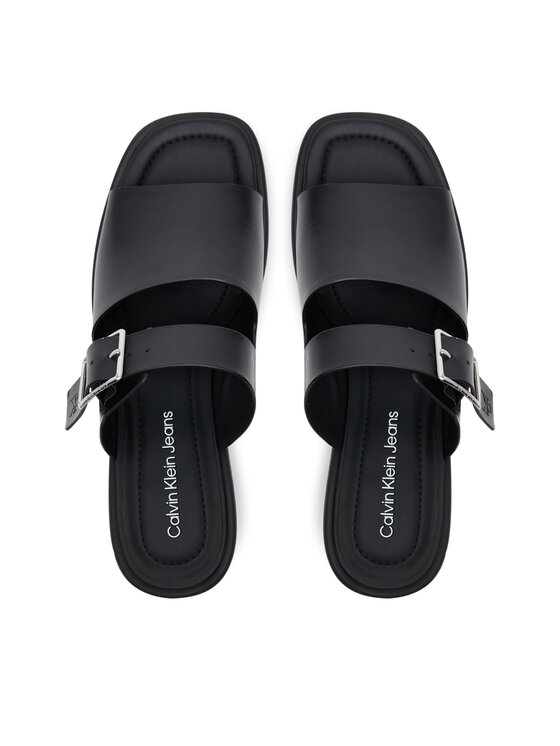 Calvin Klein Jeans Šlepetės Calvin Klein Jeans Heel Square Mg Buckle Lth YW0YW01701 Juoda