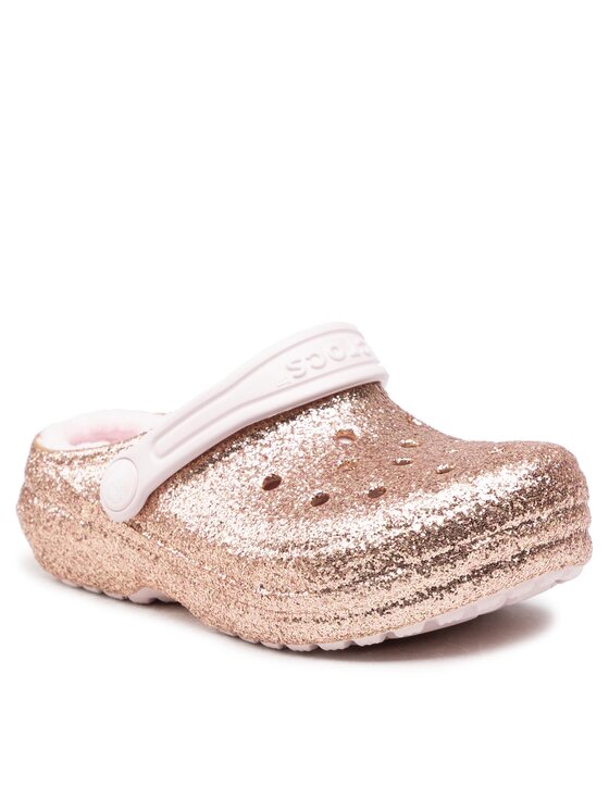 Şlapi Crocs Classic Lined Glitter Clog K 207462 Auriu | Epantofi.ro