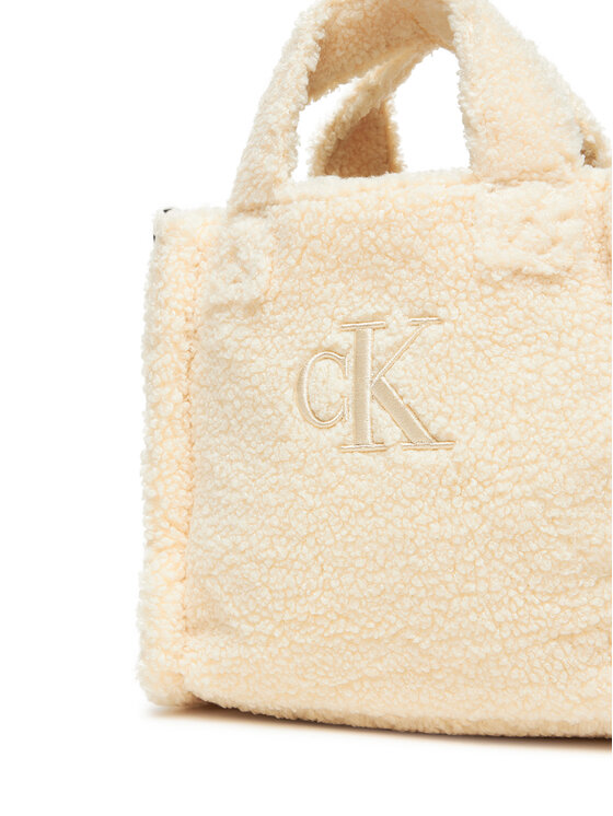 Calvin Klein Jeans Дамска чанта Calvin Klein Jeans Teddy Tote Bag IU0IU00355 Кремав