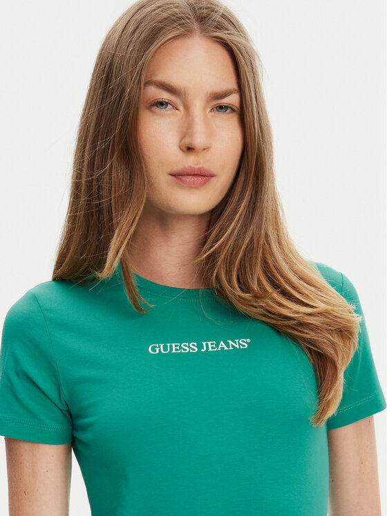 Guess Jeans Guess Jeans Футболка W4YI01 J1314 Зелений Slim Fit