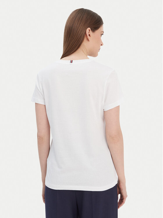 Tommy Hilfiger Tommy Hilfiger T-shirt Heritage V-Neck Tee WW0WW24969 Bijela Regular Fit