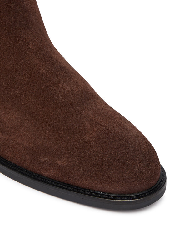 Tommy Hilfiger Sztyblety Tommy Hilfiger Corporate Dressy Suede Chelsea FM0FM05953 Brązowy