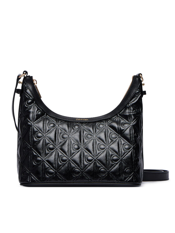 Calvin Klein Kabelka Calvin Klein Emblem Aop Debossed Shoulder Bag LV04F3874G Čierna