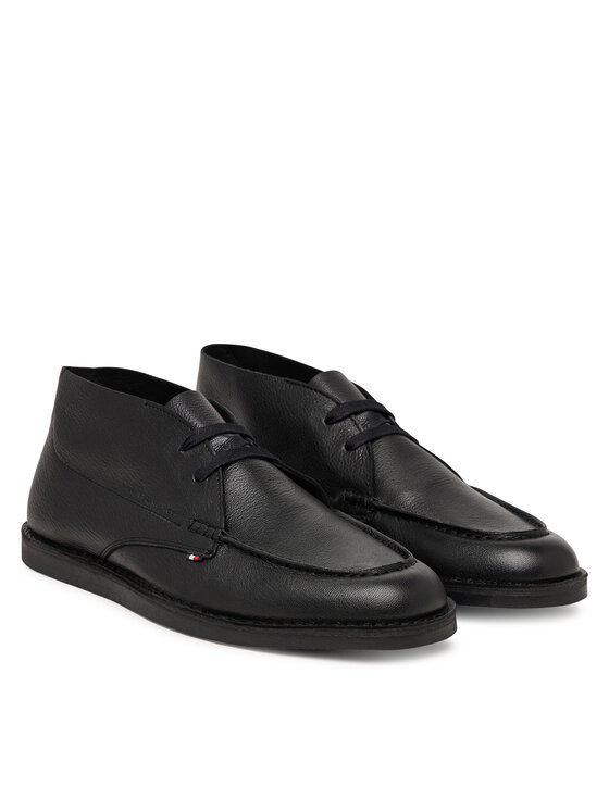 Tommy Hilfiger Półbuty Tommy Hilfiger Hilfiger Stitchdown Tbl Lth Chuk FM0FM05743 Czarny