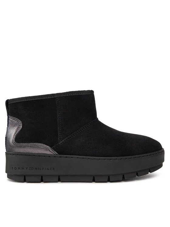 Tommy Hilfiger Апрески Tommy Hilfiger Metallic Suede Snowboot FW0FW07850 Черен