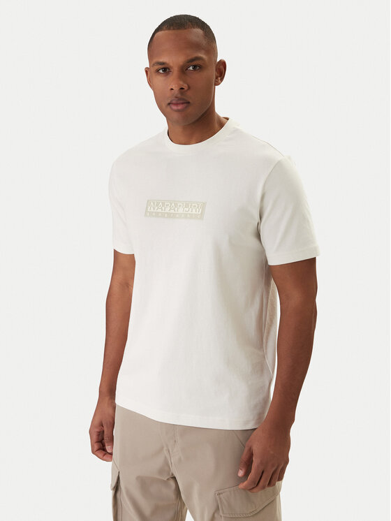 Napapijri Napapijri Camiseta S-Box Logo NP0A4IFL Écru Regular Fit