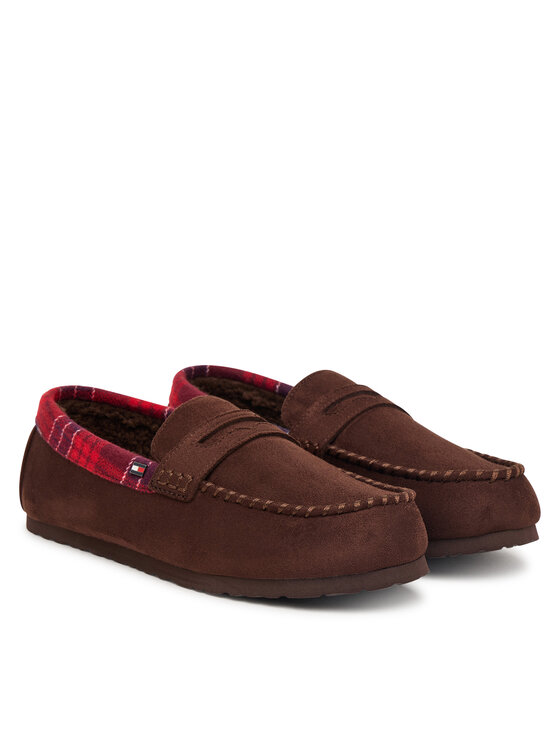 Tommy Hilfiger Pantofole Tommy Hilfiger Hilfiger Check Driver House Shoe FM0FM06013 Marrone scuro