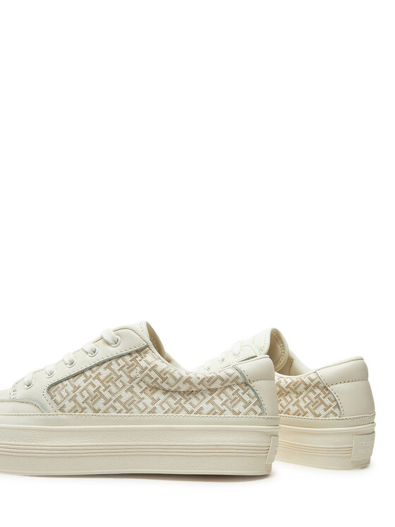 Tommy Hilfiger Sneakers Tommy Hilfiger Vulc Leather Sneaker Monogram FW0FW08331 Écru