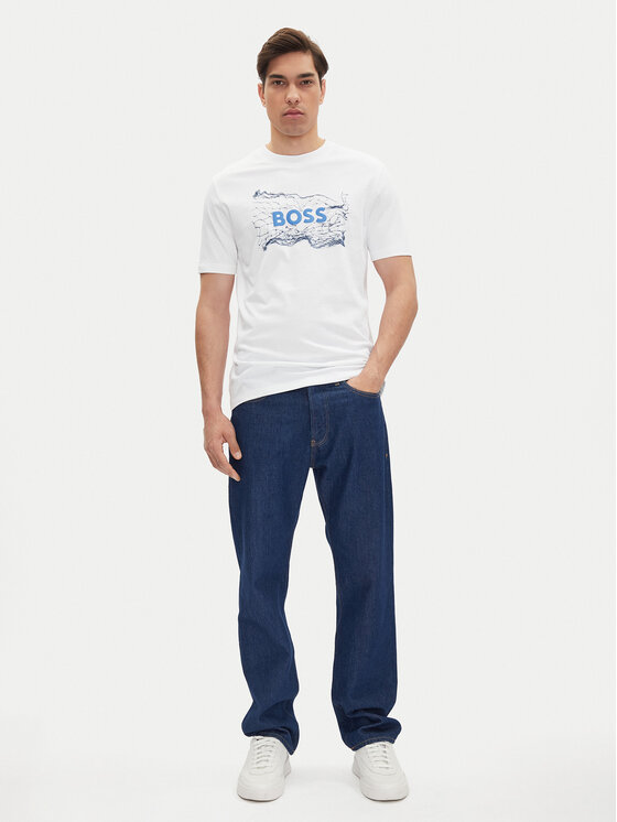 BOSS BOSS T-shirt Logo Space 50539186 Bijela Regular Fit