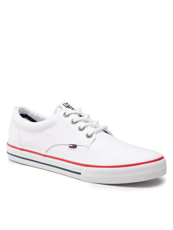 Tommy Jeans Πάνινα παπούτσια Tommy Jeans Textile Sneaker EM0EM00001 Λευκό