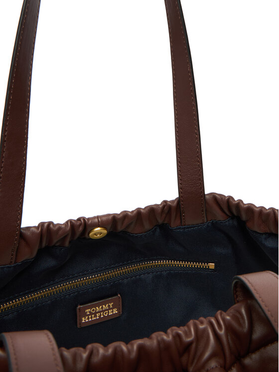 Tommy Hilfiger Borsetta Tommy Hilfiger Soft Leather Tote AW0AW18308 Bordeaux