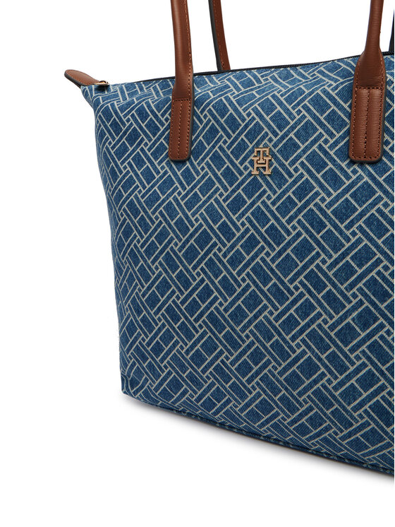 Tommy Hilfiger Geantă Tommy Hilfiger Popette Tote Denim Flag AW0AW18613 Albastru