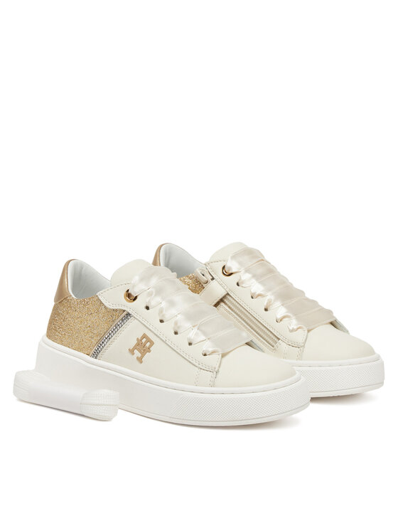 Tommy Hilfiger Sneakersy Tommy Hilfiger Low Cut Lace-Up Sneaker T4A9-33935-1281 M Biela