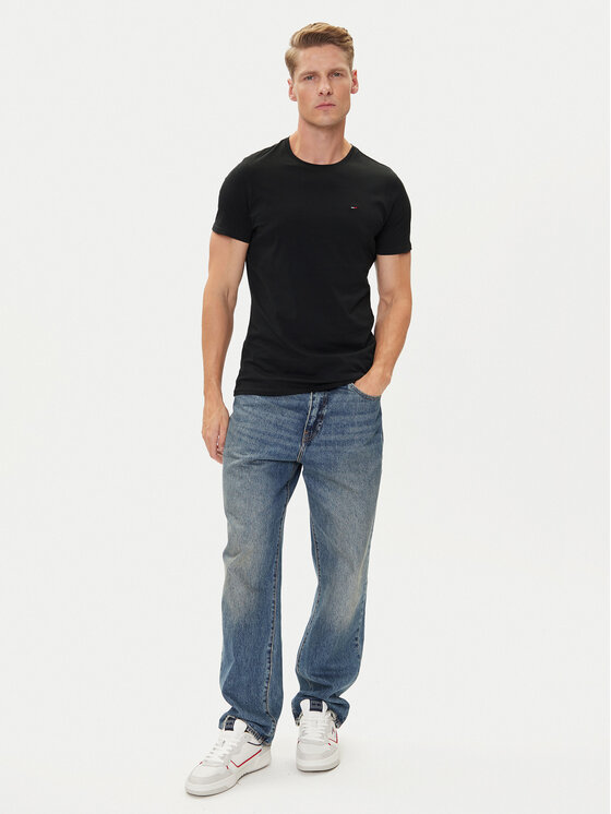 Tommy Jeans Tommy Jeans Póló DM0DM04411 Fekete Slim Fit