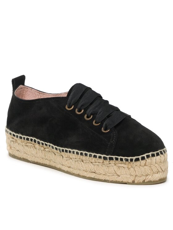 Manebi Еспадрили Manebi Lace-Up Espadrilles K 1.0 E0 Черен