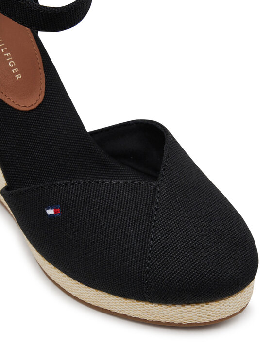 Tommy Hilfiger Nizki čevlji Tommy Hilfiger Flag High Wedge Espad Closed Toe FW0FW08494 Črna