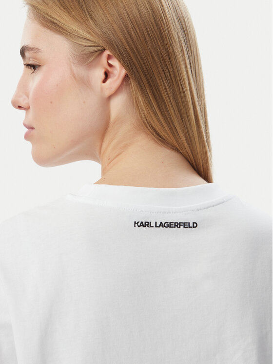 KARL LAGERFELD KARL LAGERFELD Camiseta Rhinestone B4W17048 Blanco Relaxed Fit