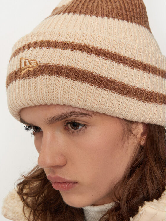New Era Шапкa New Era Stripe Cuff Knit Beanie 60580764 Бежевий