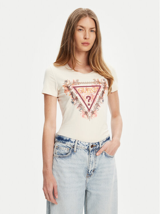 Guess Guess Majica W5YI08 J1314 Écru Regular Fit