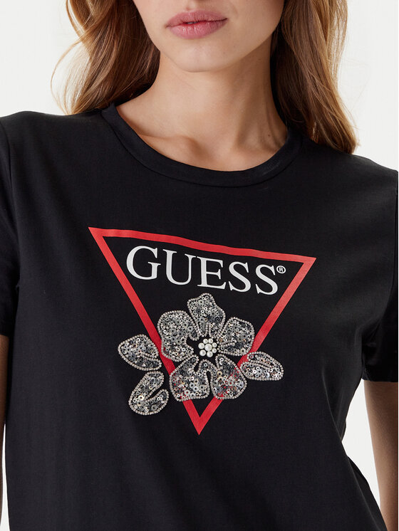 Guess Guess Футболка W5YI38 I3Z14 Чорний Regular Fit