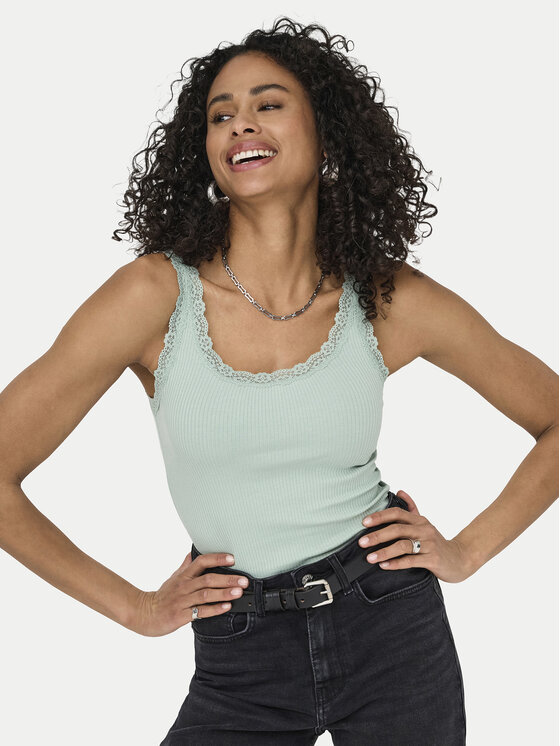 ONLY ONLY Top Sara 15345994 Verde claro Slim Fit