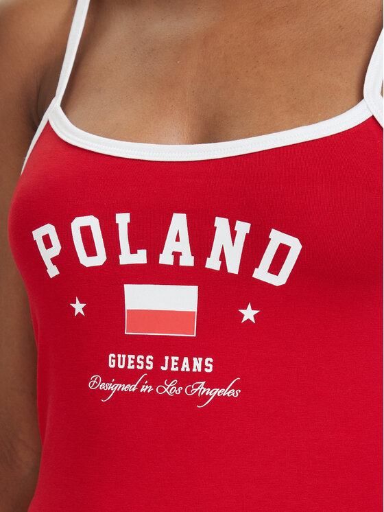 Guess Jeans Guess Jeans Top W6YP20 K4202 Rojo Slim Fit