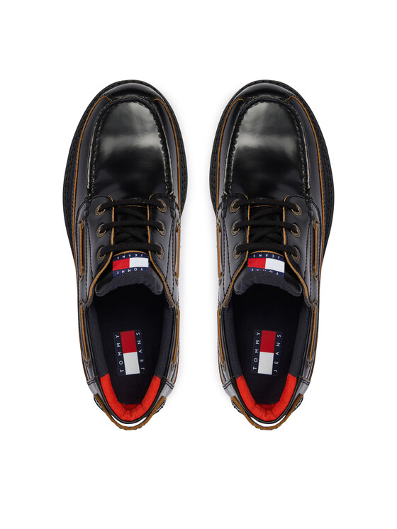 Tommy Jeans Pantofi Tommy Jeans Archive '01 Boat Shoe Lthr EM0EM01705 Negru
