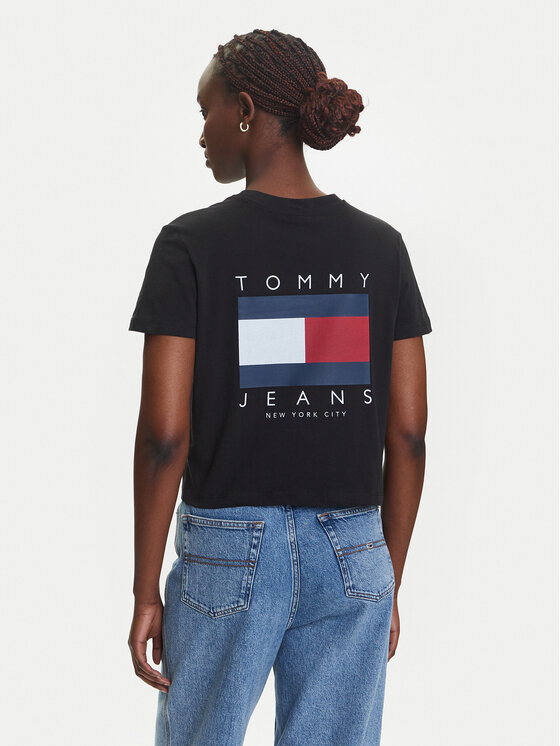 Tommy Jeans Tommy Jeans T-shirt Flag DW0DW21423 Crna Regular Fit