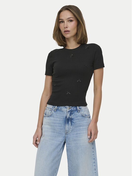 ONLY ONLY Camiseta Femke 15369336 Negro Slim Fit