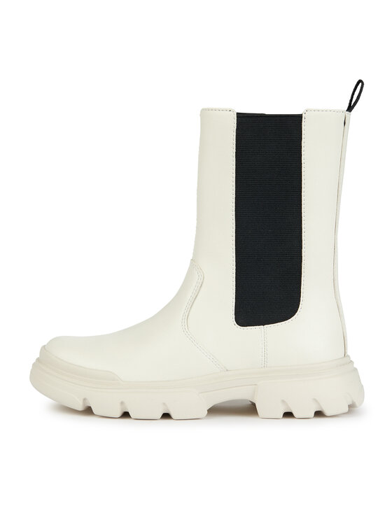 Geox Polokozačky Geox J Junette J36HVE 0BCNH C1M9B D Écru