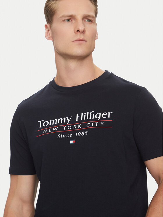 Tommy Hilfiger Tommy Hilfiger T-Shirt Center Stack MW0MW38621 Σκούρο μπλε Regular Fit