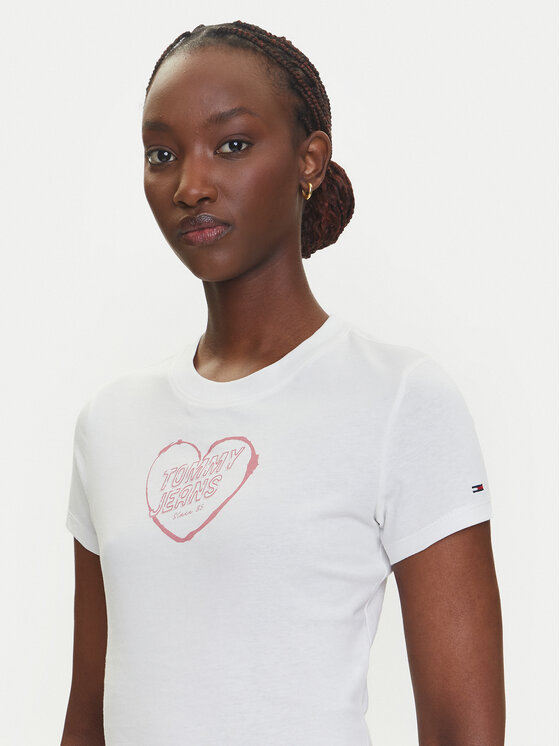 Tommy Jeans Tommy Jeans T-Shirt Heart DW0DW21390 Λευκό Slim Fit
