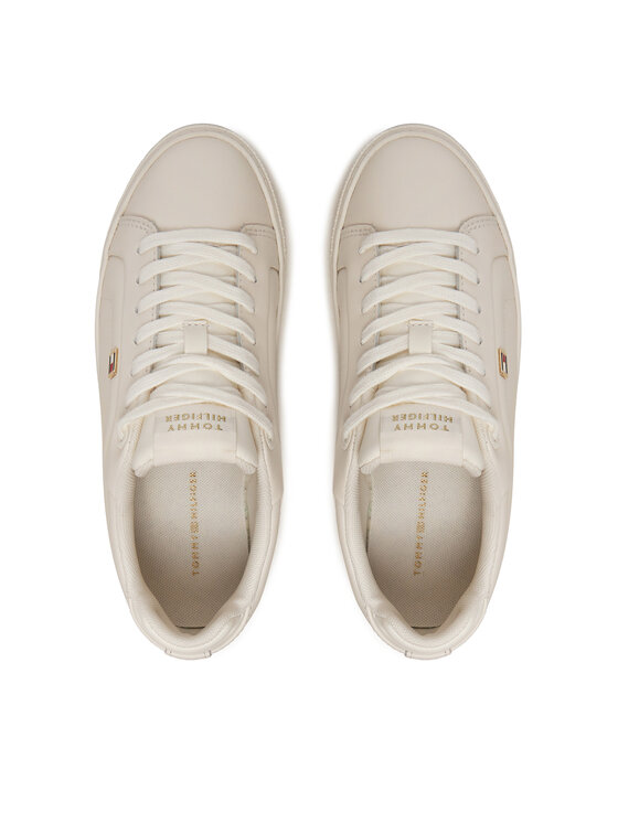 Tommy Hilfiger Snīkeri Tommy Hilfiger Icon Court Sneaker Flag FW0FW08327 Écru