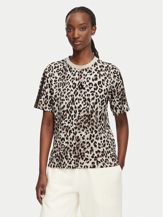 adidas adidas Marškinėliai Seasonal Essentials Animal Print KH1549 Smėlio Regular Fit