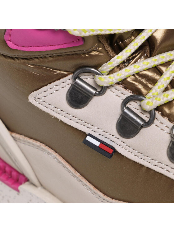 Tommy Jeans Sneakersy Tommy Jeans Hybrid Flatform Boot EN0EN01589 Béžová