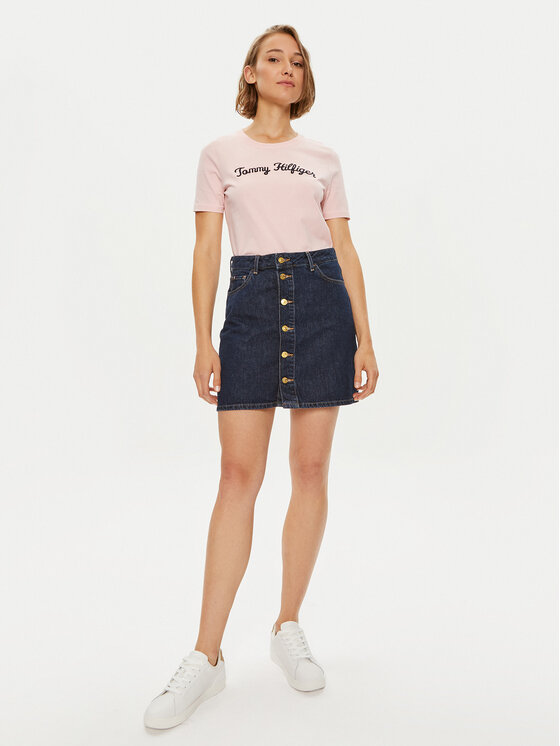 Tommy Hilfiger Tommy Hilfiger T-shirt Script WW0WW42589 Rosa Regular Fit